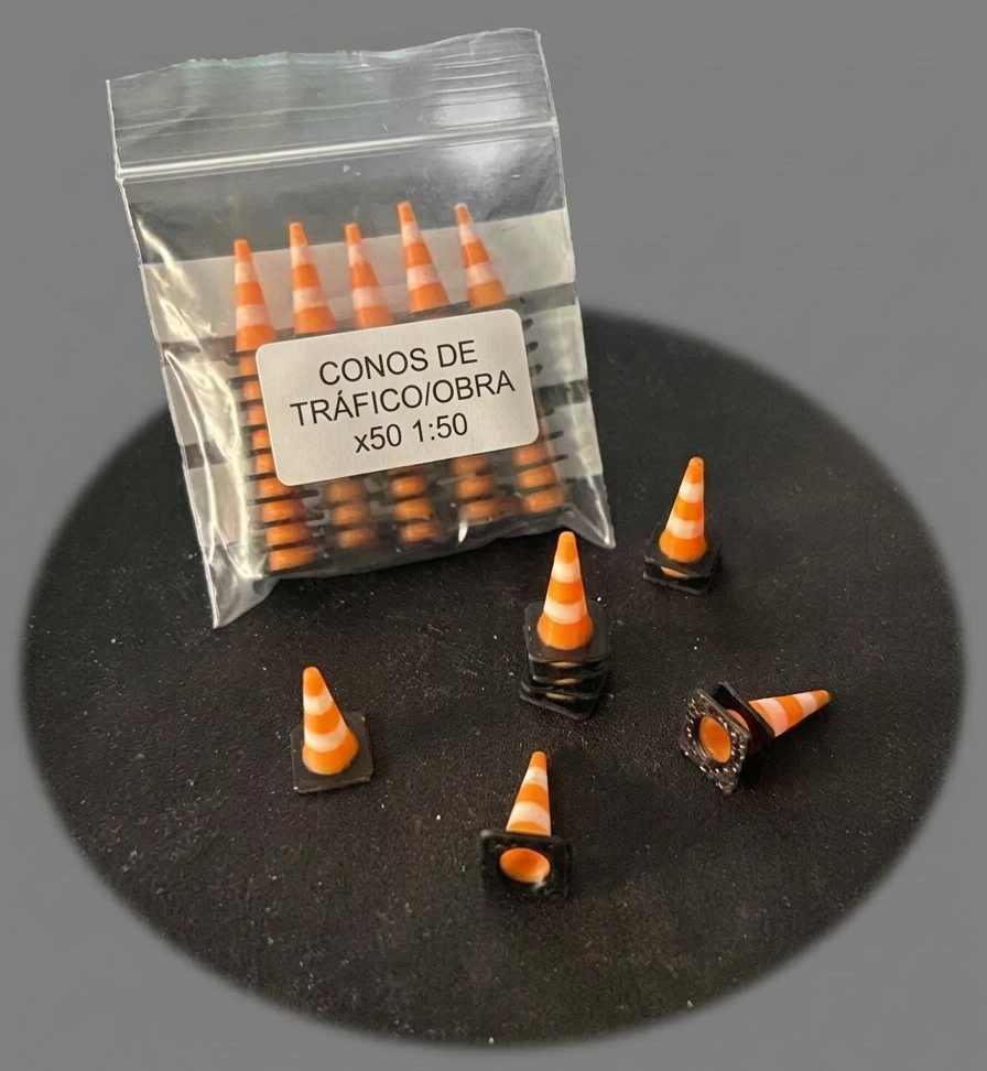 Conos de tráfico 1:50 impresos en 3D — accesorios diorama JOAL